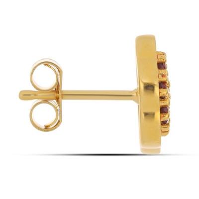 GARNET ENAMEL FLOWER STUD EARRINGS IN 925 SILVER | WHOLESALE JEWELRY SUPPLIER USA